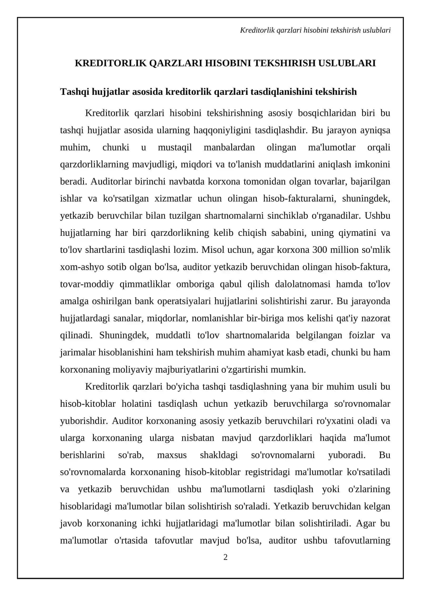 Majburiyatlar va kreditorlik qarzlari auditi: Qarzdorliklarning haqqoniyligini tasdiqlash 4