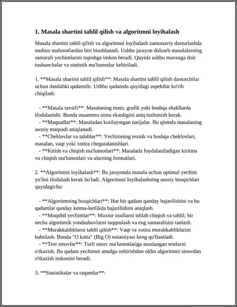 MASALALARNING ALGORITMINI TUZISH VA SHU ALGORITM ASOSIDA BASIC DASTURLASH TILIDA DASTUR TUZISH 4