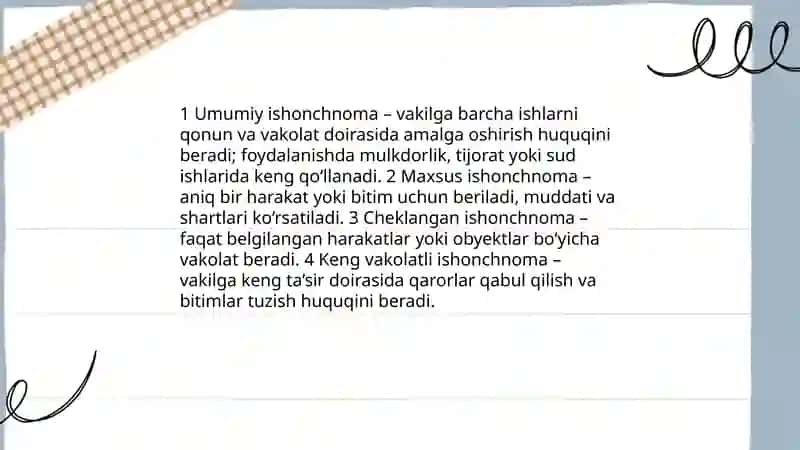 Vakillik va ishonchnoma 4