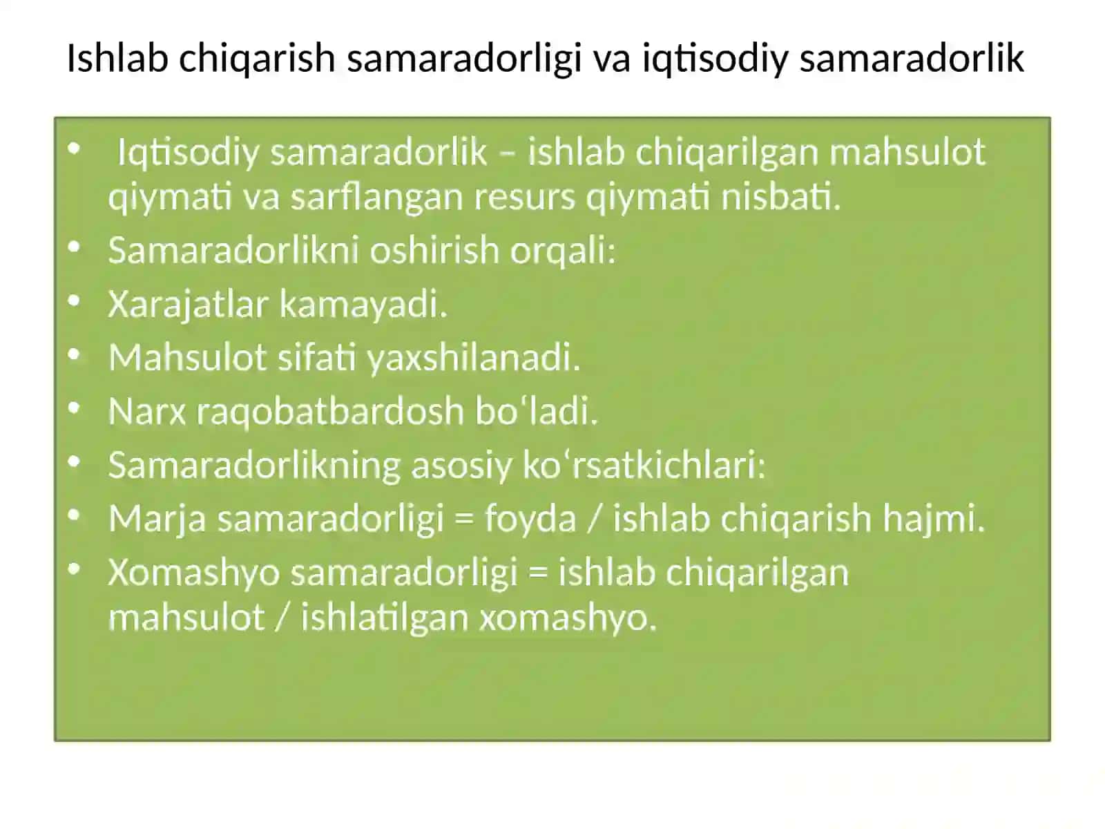 Ishlab chiqarish samaradorlik 4