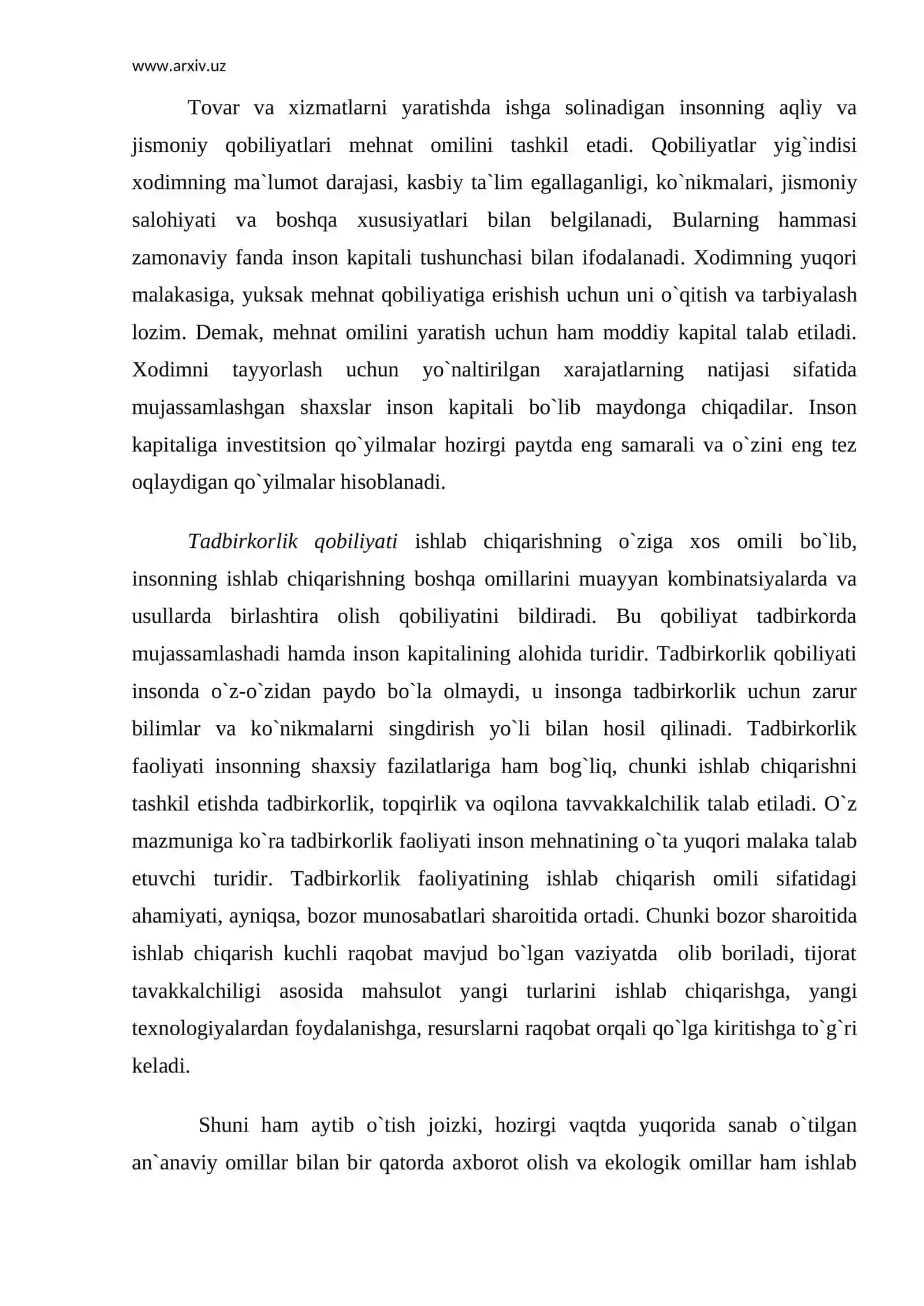 Ishlab chiqarish omillarining mohiyati 4