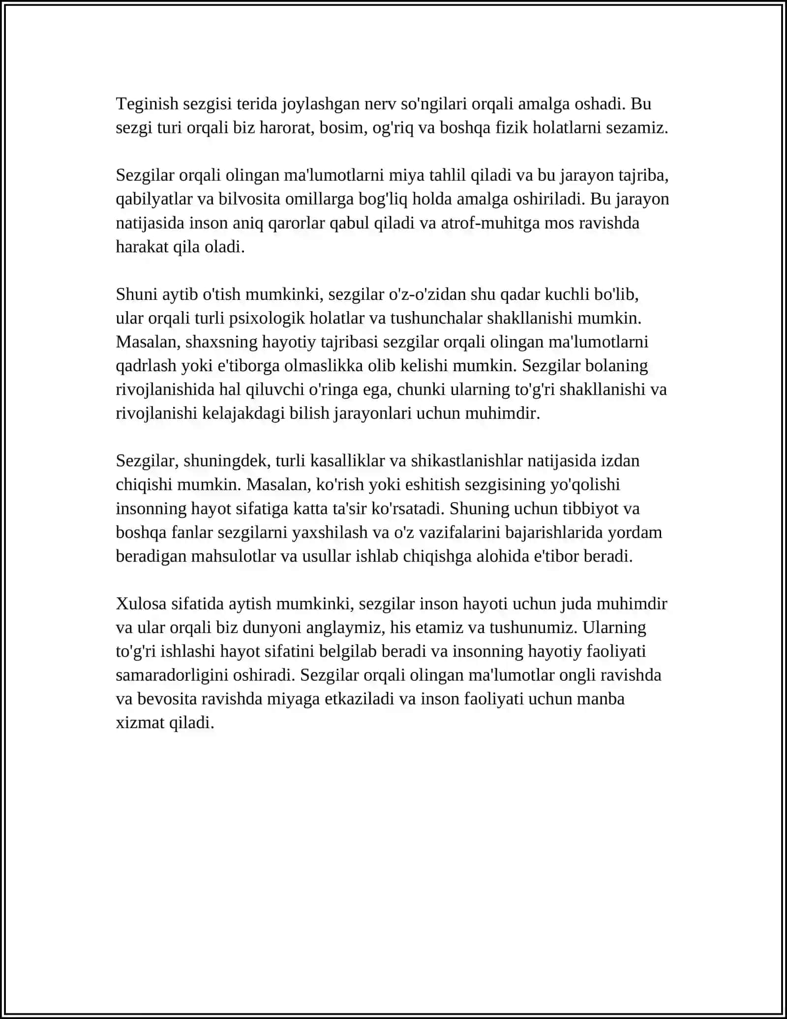 SEZGILARNING TASNIFI 4