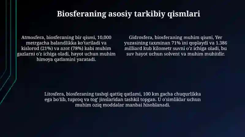 Biosfera. Tuzilishi va vazifasi 4