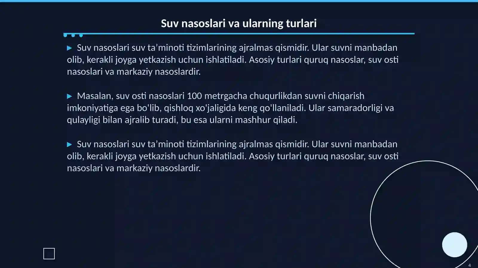 Suv taʼminoti tizimlarida ishlatiladigan jihozlar 4