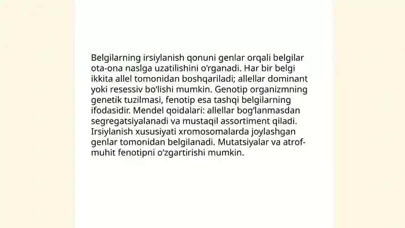 Belgilarning irsiylanish qonuni 4