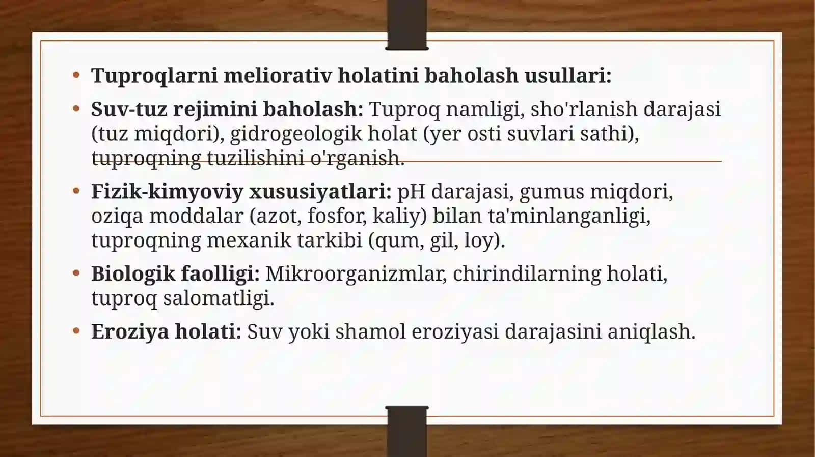 Tuproqlar meliorativ holatini baholash 4