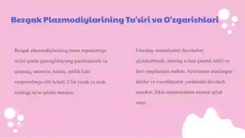 Bezgak plazmodiylarining parazitlik mexanizmlari 4
