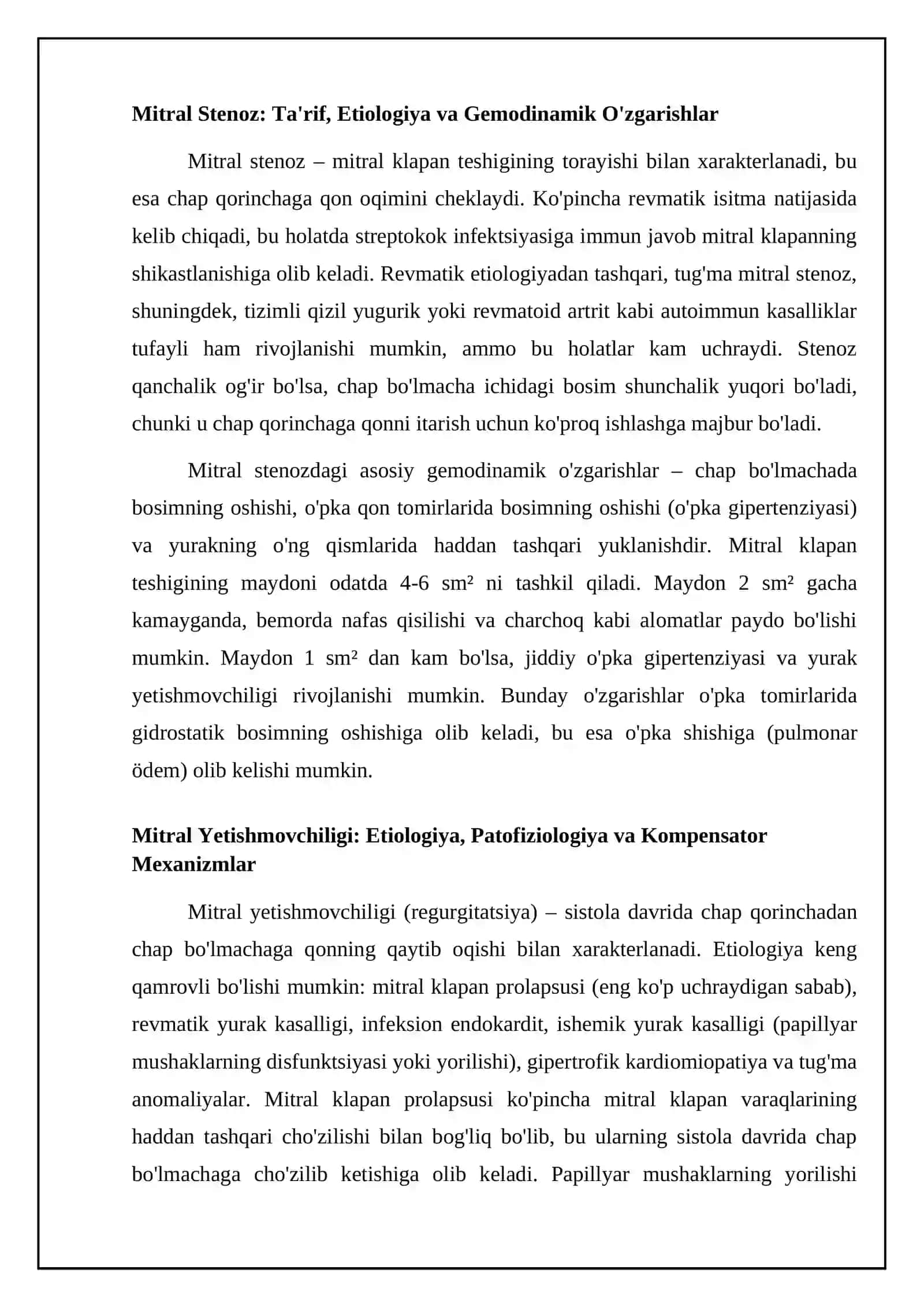 Mitral stenozi va mitral yetishmovchiligi: Ta'rif, etiologiya va patofiziologiya 4