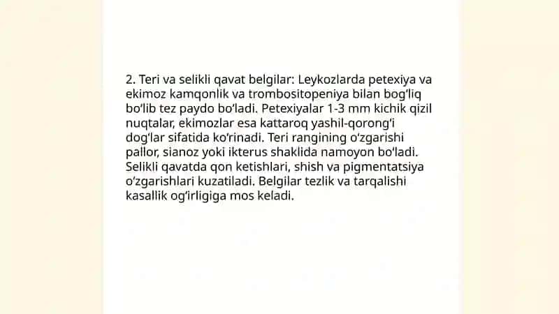 Leykozlar Eritremiya simptamotalogiyasi 4