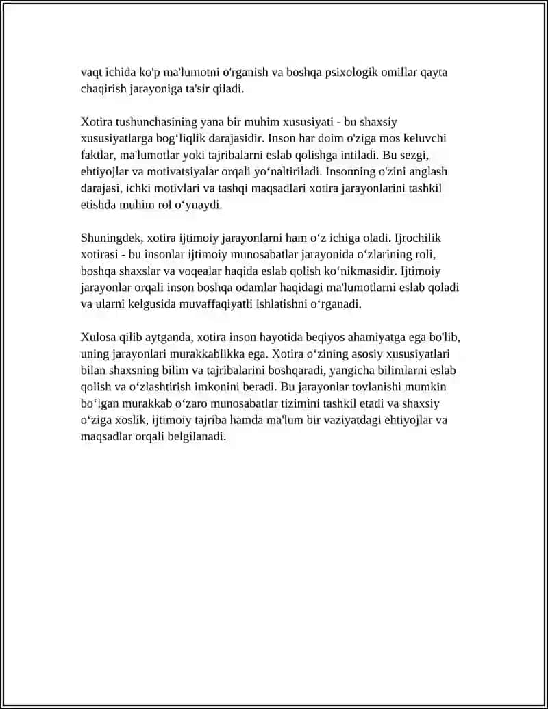 XOTIRA TURLARI VA UNING JARAYONLAR 4