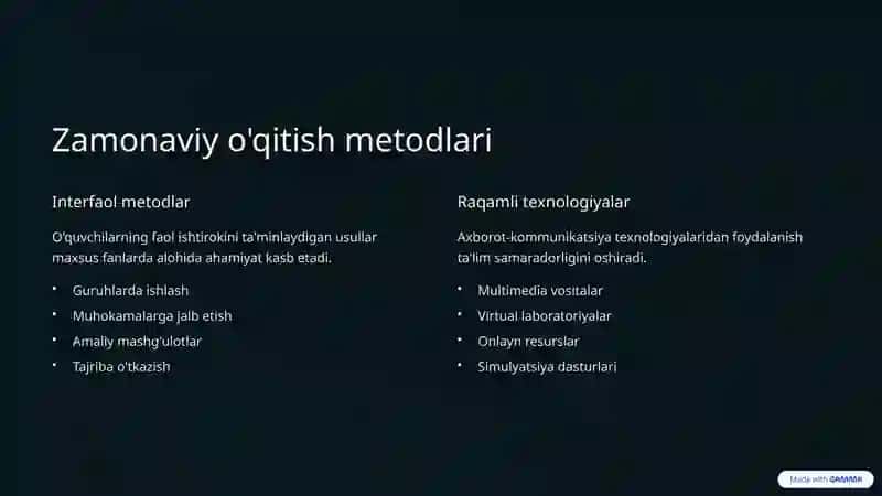 Maxsus fanlarni oʻqitish jarayoni yaxlit tizim sifatida 4