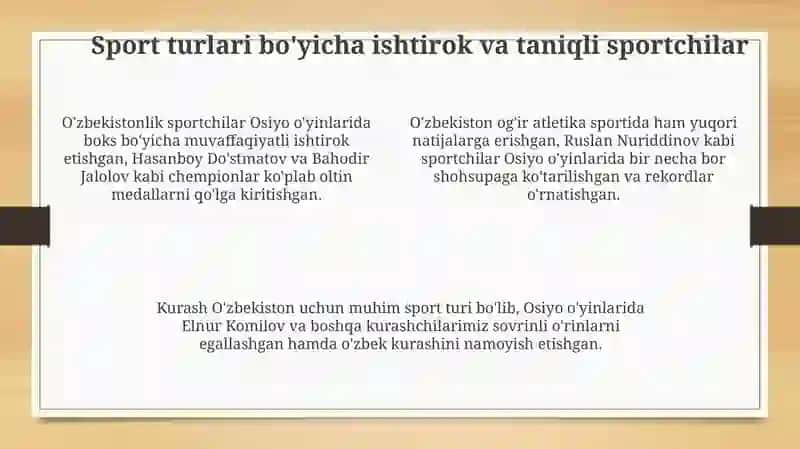 O'zbekiston sportchilarini Osiyo o'yinlarida ishtiroki 4