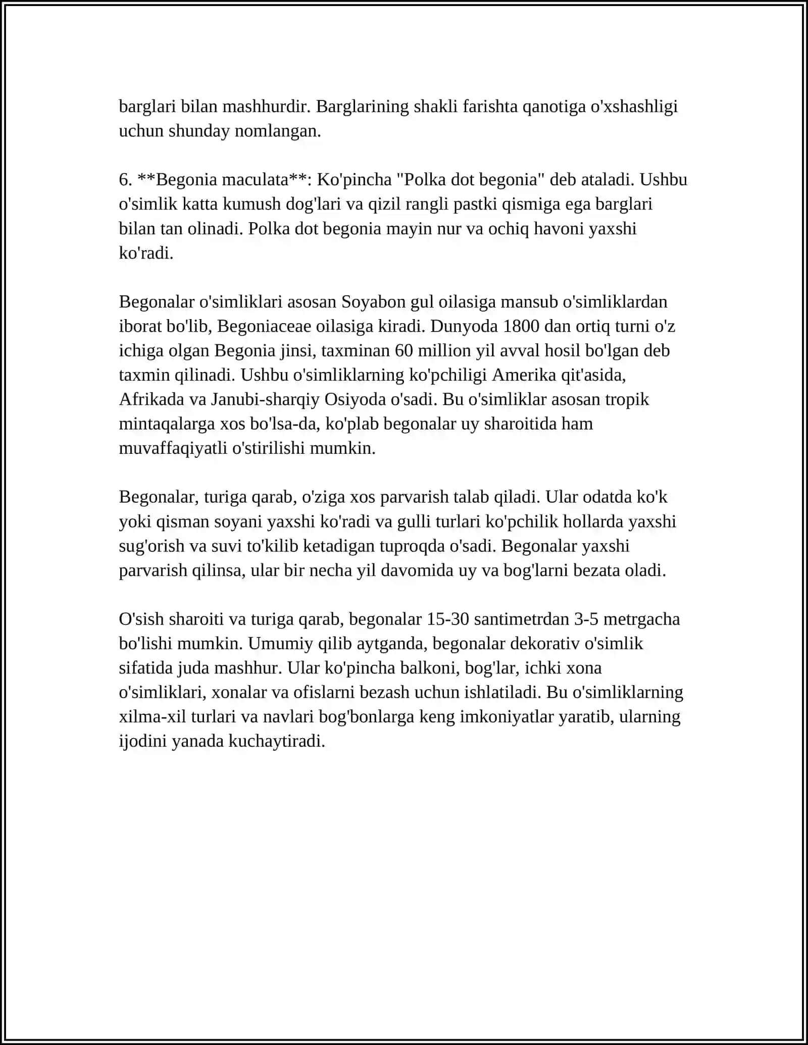 BEGONA O'TLAR KLASSIFIKATSIYASI 4