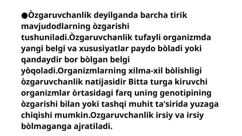 O’zgaruvchanlik va uning shakllari, fenotipik ontogenetik 4