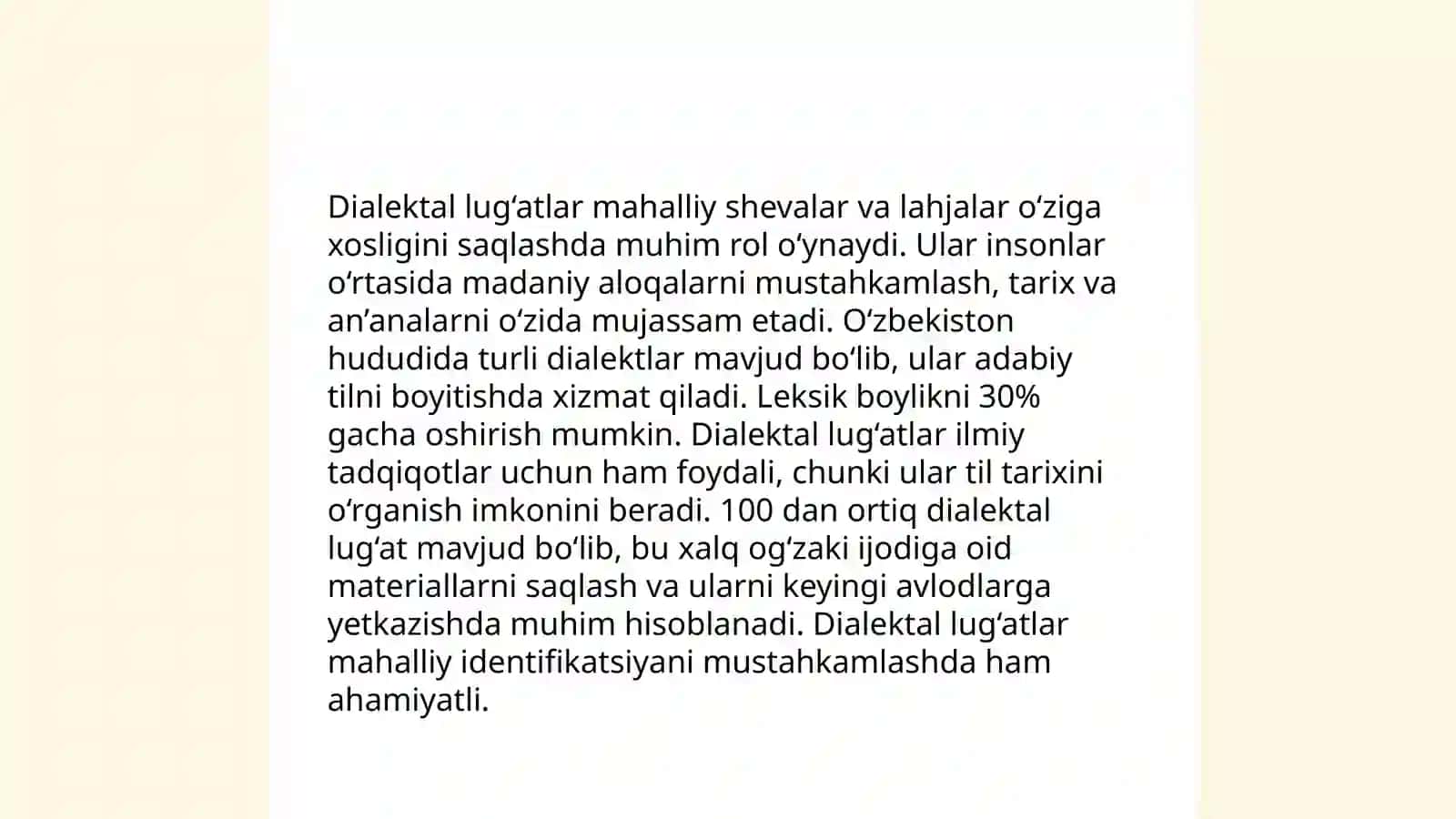 Dialektal lug'atning tarkibi va lug'atga kiritiladigan so'zlar 4