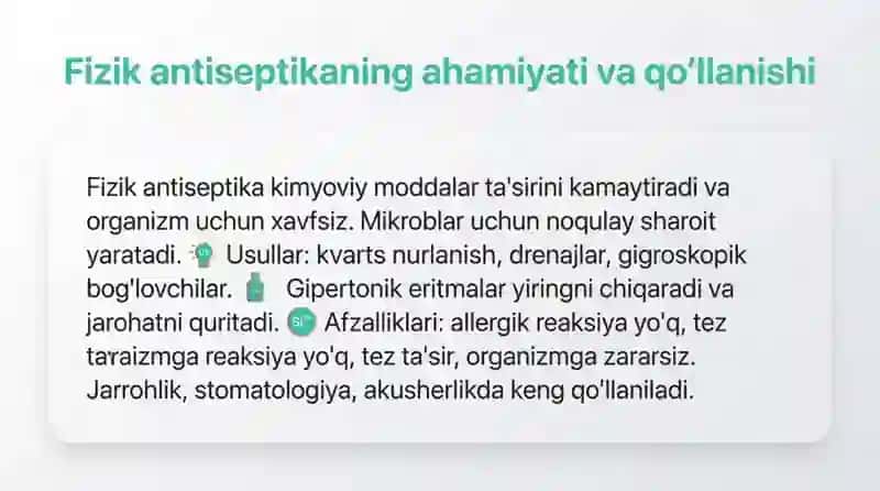 Zamonaviy fizik antiseptika usullari 4