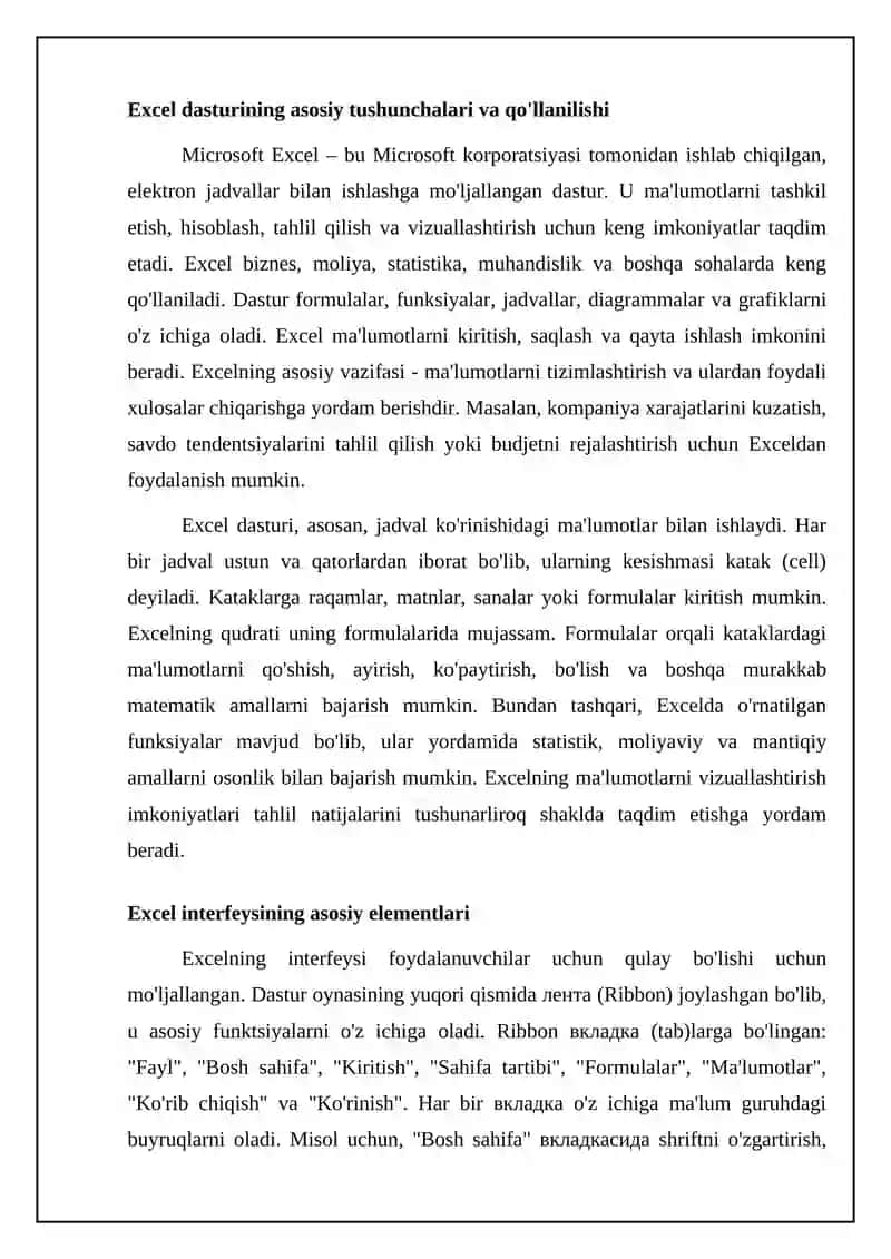 Microsoft va EXSEL dasturi 4