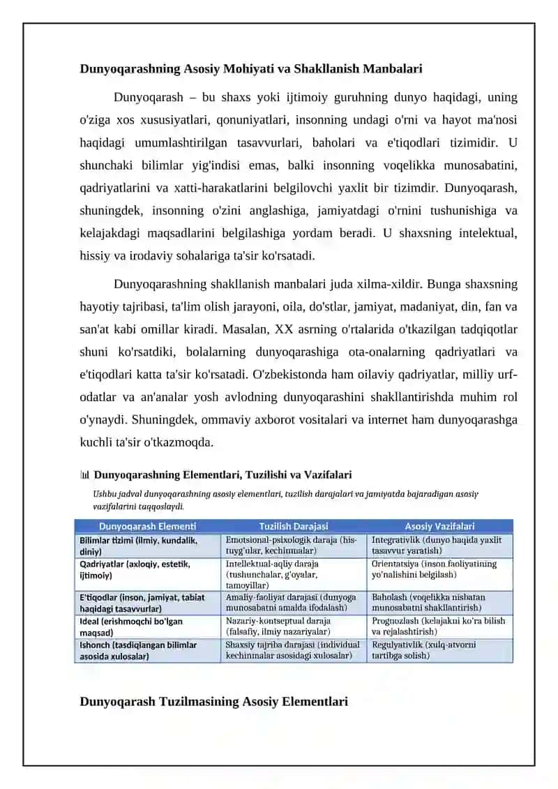 Dunyoqarashning mohiyati va tuzilishi 4