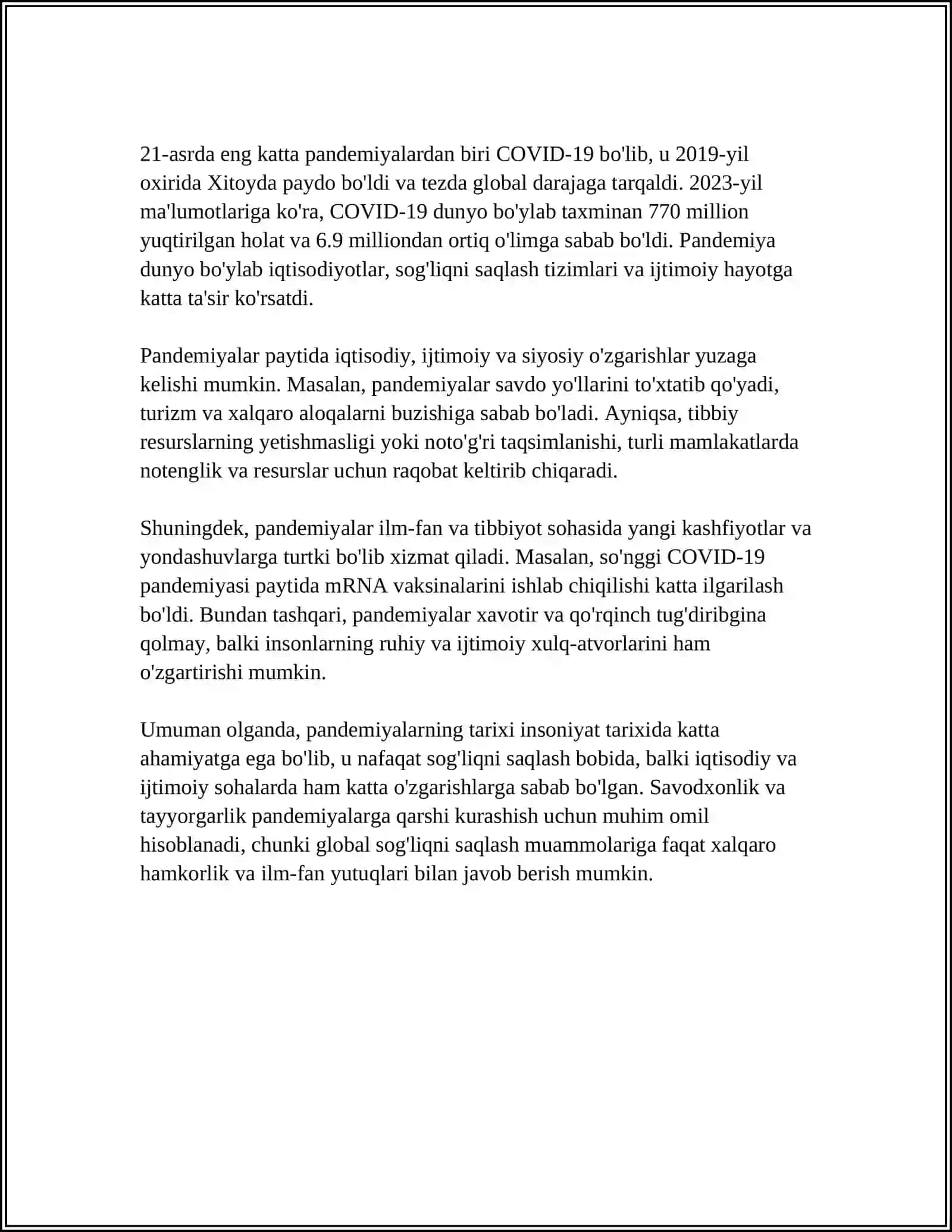 PANDEMIYA 21 ASRNING GLOBAL MUAMMOSI 4