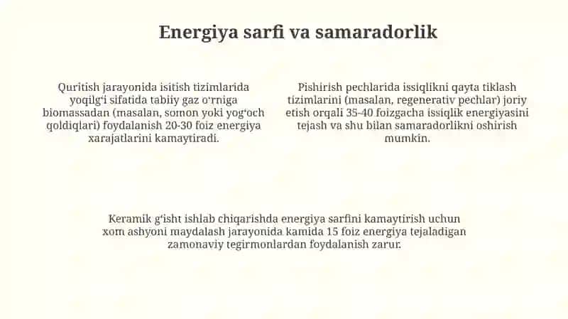 Keramik g’isht ishlab chiqarish texnologik jarayoni 4