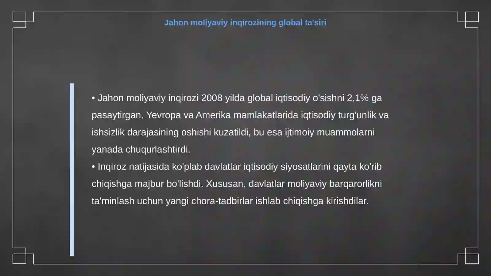 2008 yilgi jahon moliyaviy inqirozining Ozbekistonga tasiri va uning oqibatlarini bartaraf etish choralari 4