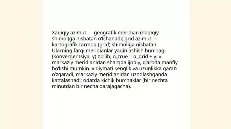 Meridianlar yaqinlashish burchagi 4