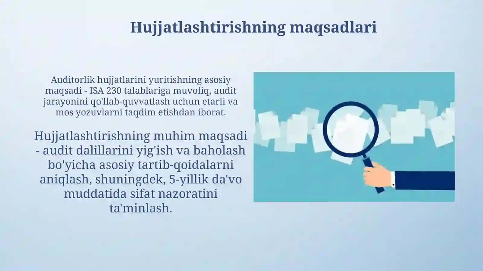 Auditorlik tekshiruvini hujjatlashtirish 4