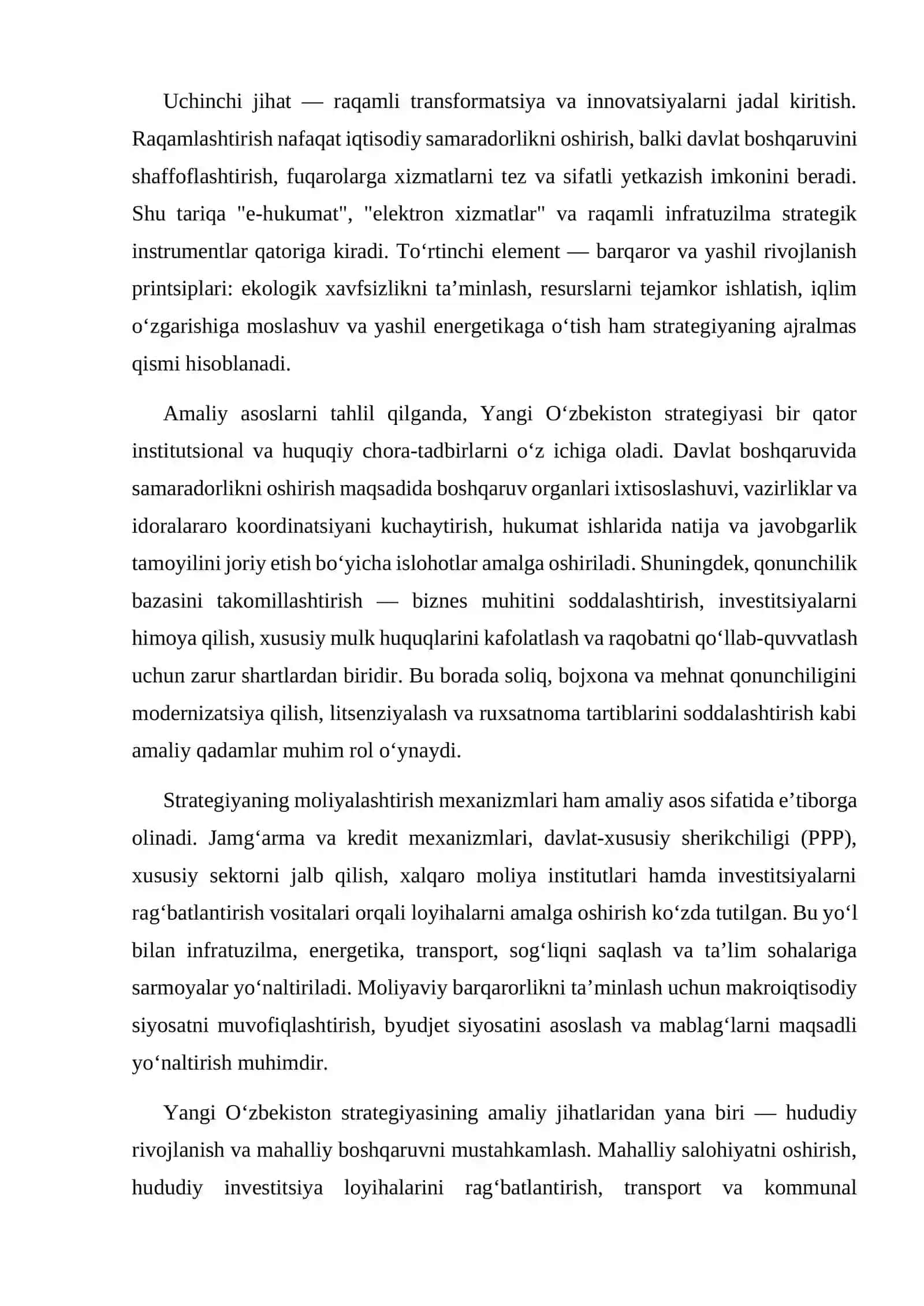 Yangi Oʻzbekiston taraqqiyot strategiyasi asosida jadal taraqqiyot va yangilanish sari 4