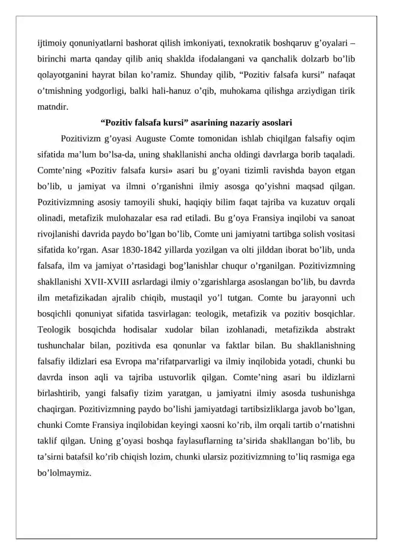 Pozitiv falsafa kursi 4