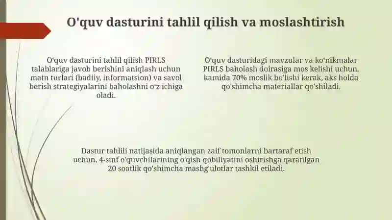 PIRLS baholash dasturiga tayyorlash 4
