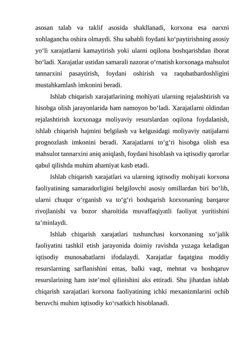 Ishlab chiqarish xarajatlari va ularni kamaytirish yo‘llari 4