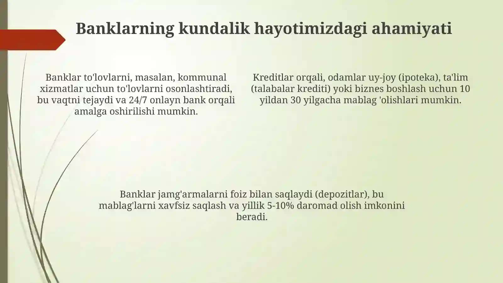 Bank tizimi va uning fuqarolar hayotidagi oʻrni 4