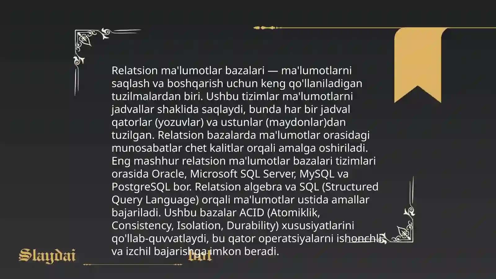 Ma'lumotlar bazalari arxitekturasi 4