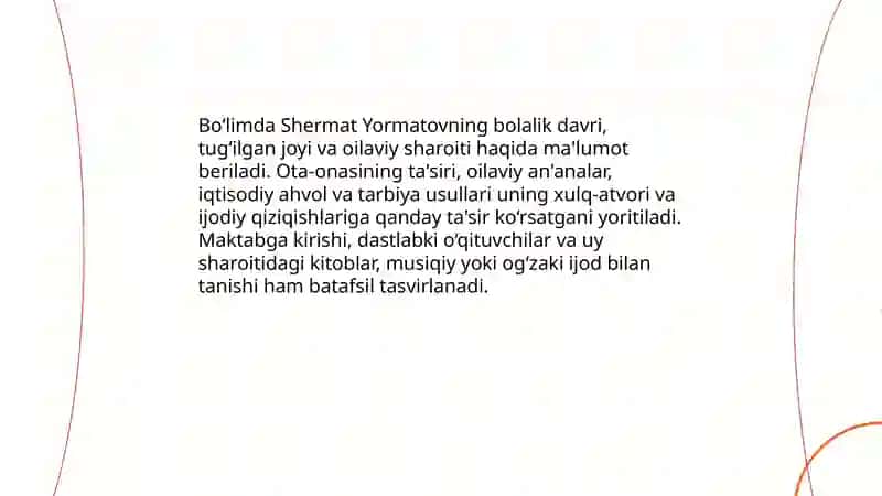 Shermat Yormatov hayoti va ijodi haqida 4