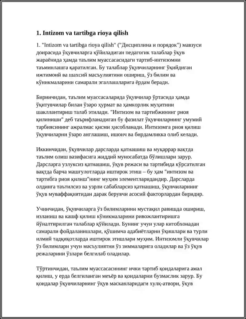 O’QUVCHILARGA QO’YILADIGAN PEDAGOGIK TALABLAR 4
