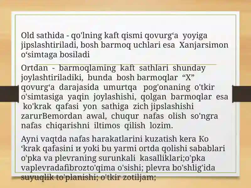 Amaliy ko’nikma topshirish o’pka palpatsiyasi 4