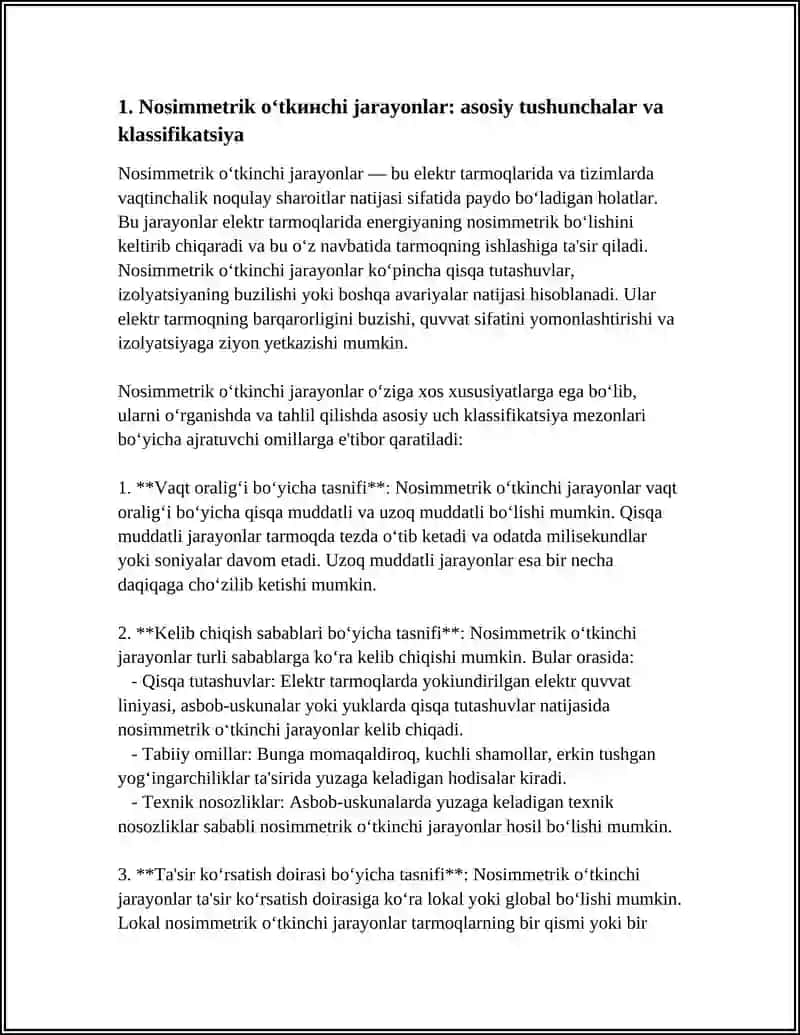 Nosimmetrik Oʻtkinchi Jarayonlar 4