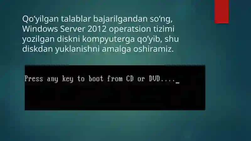 Windows Serverni              o‘rnatish  va dastlabki sozlash 4