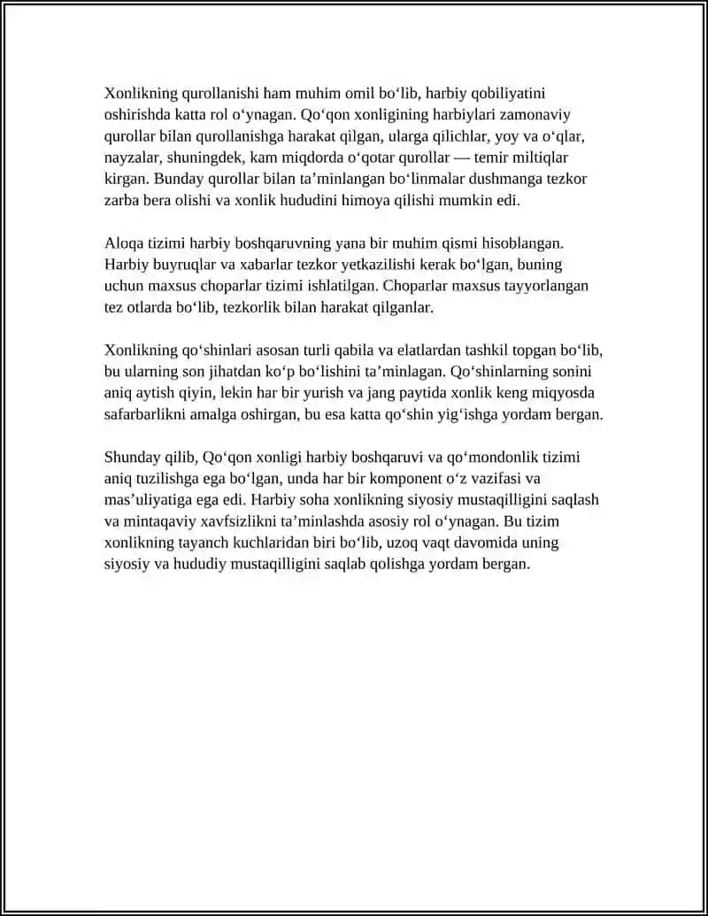 QÒQON XONLIGIDA HARBIY SOHA 4