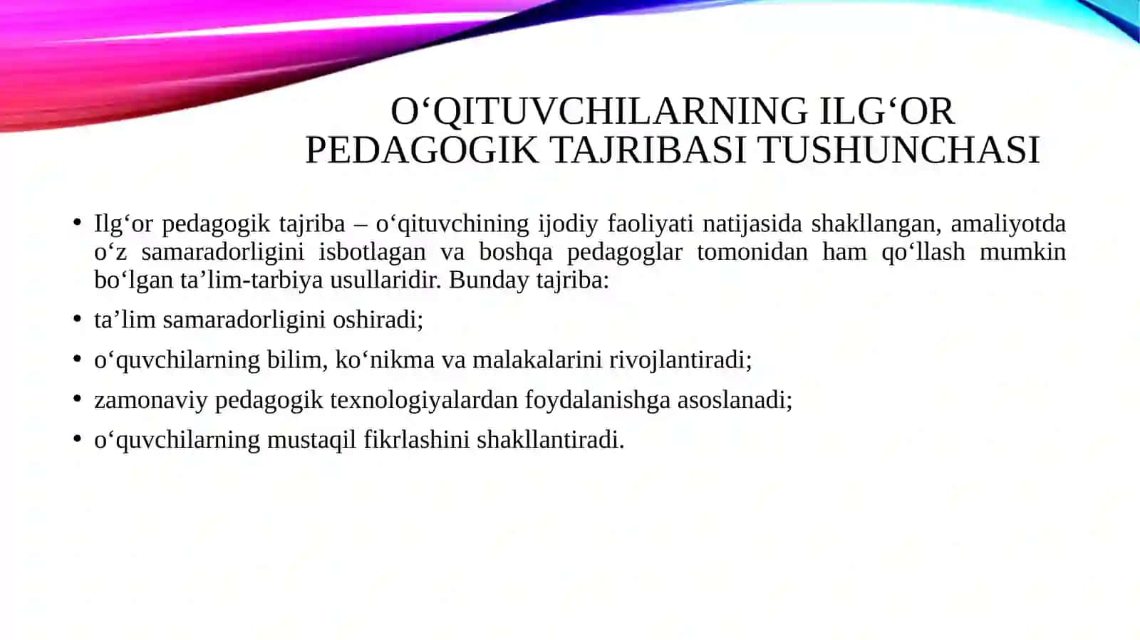 O‘qituvchilarning ilg‘or pedagogik tajribalarini to‘plash va amaliyotda qo‘llash 4