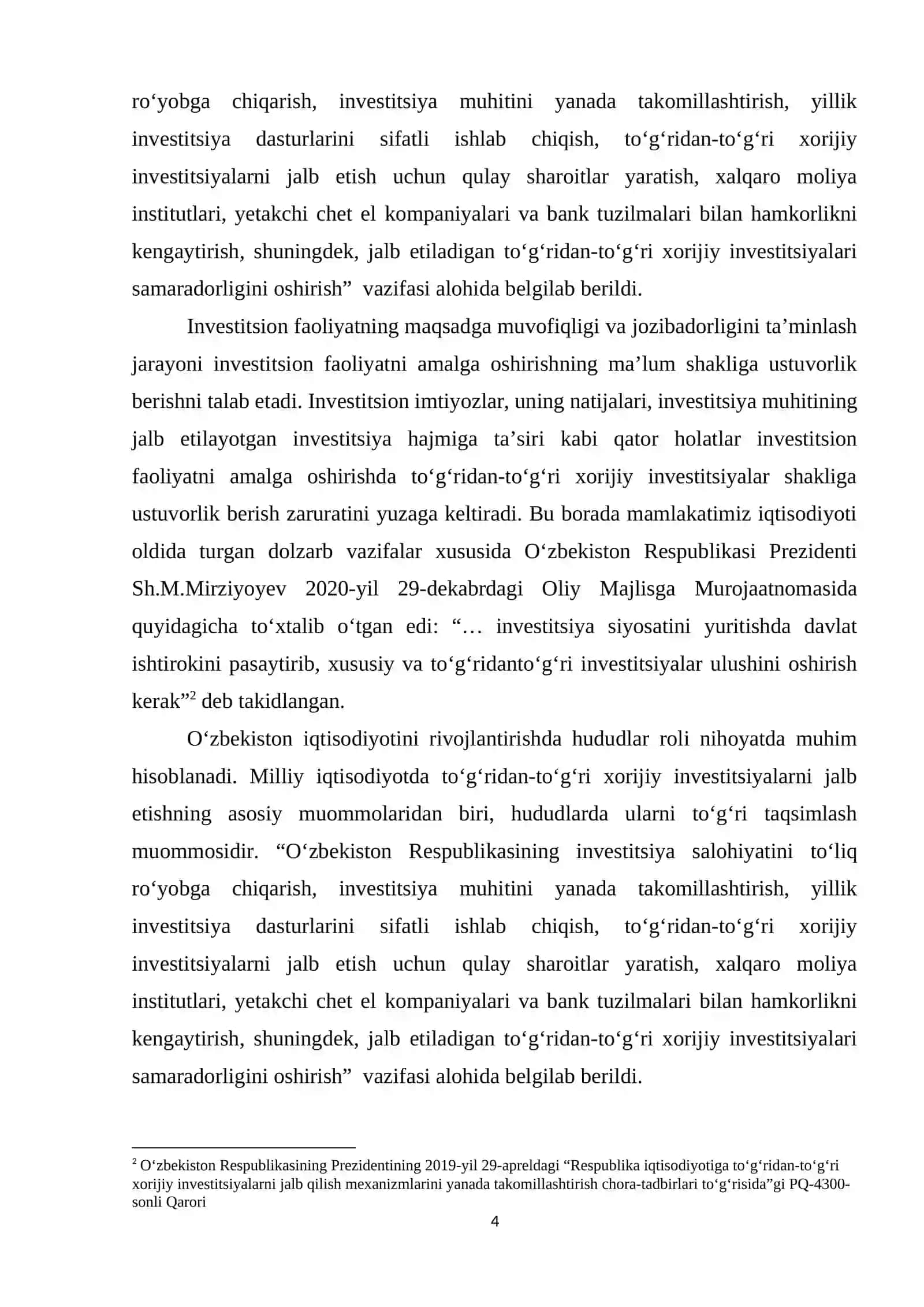 MILLIY IQTISОDIYОTGА TО‘G‘RIDАN-TО‘G‘RI XОRIJIY INVЕSTITSIYАLАRNI JАLB QILISH YО‘NАLISHLАRI 4