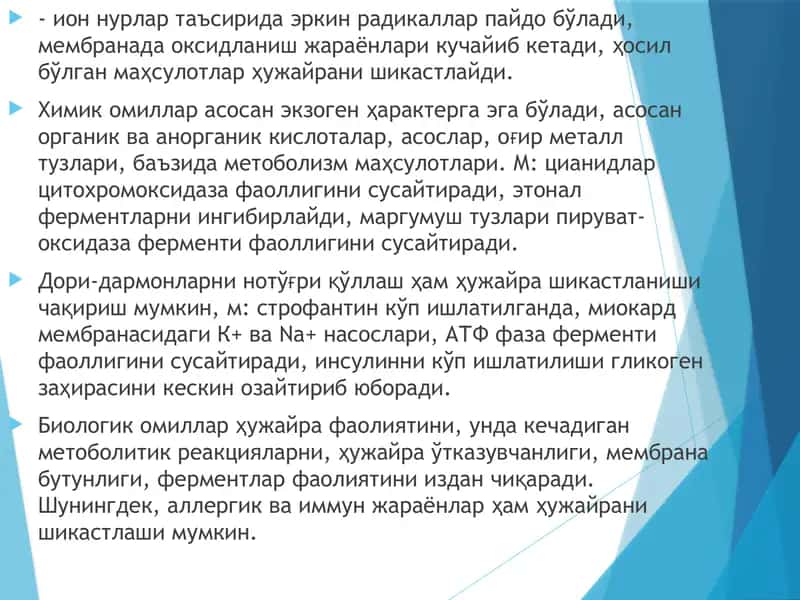 Xujayra shikastlanishi  patofiziologiyasi 4