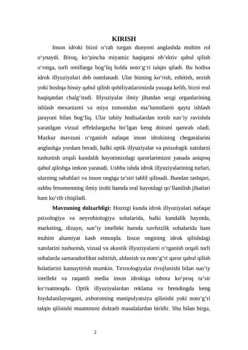 Idrok illyuziyalari kurs ishi 4