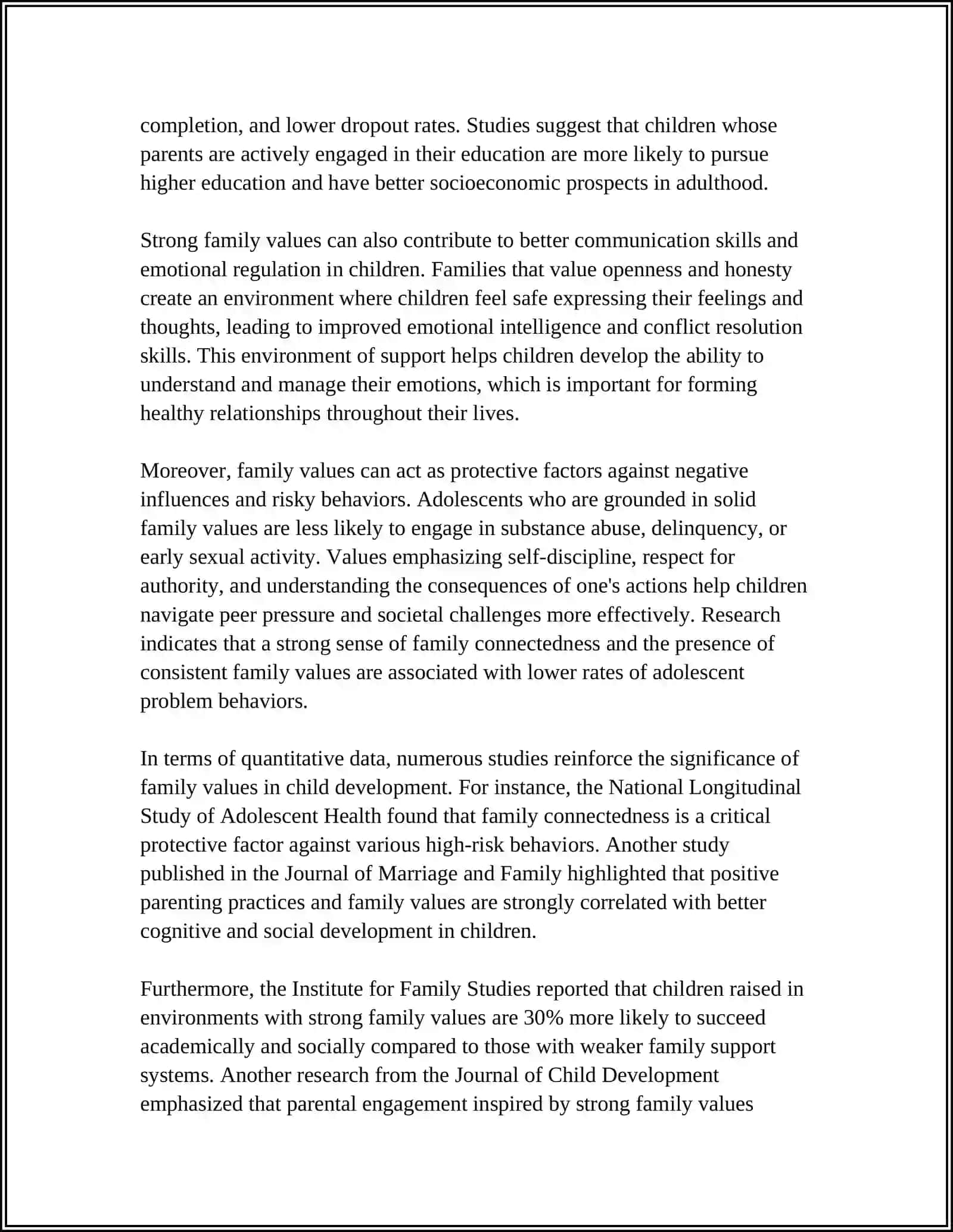 FAMILY VALUE. CHILD EDUCATION. FAMILY TRADITIONS 4