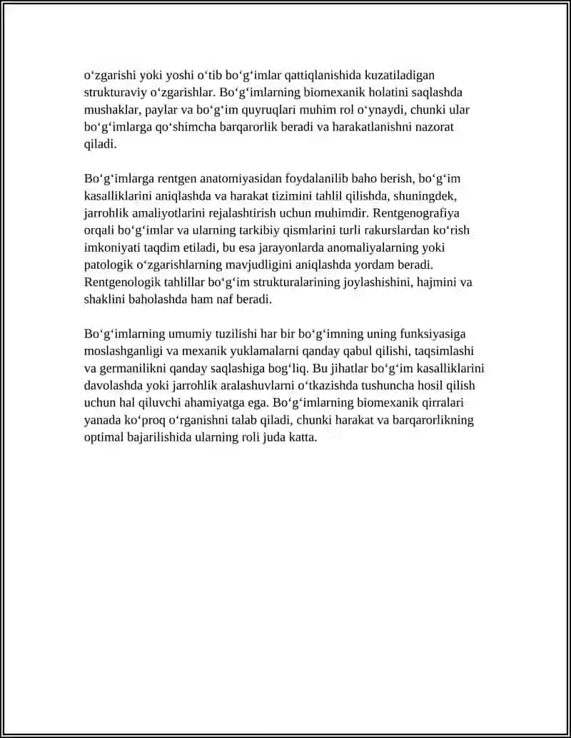 BO‘G‘IMLARNING BIOMEXANIKASI. BIRLASHMALARNING RENTGENANATOMIYASI 4