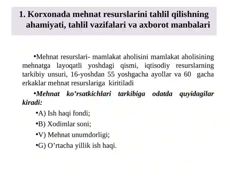 Mehnat resurslari bilan ta`minlanish 4