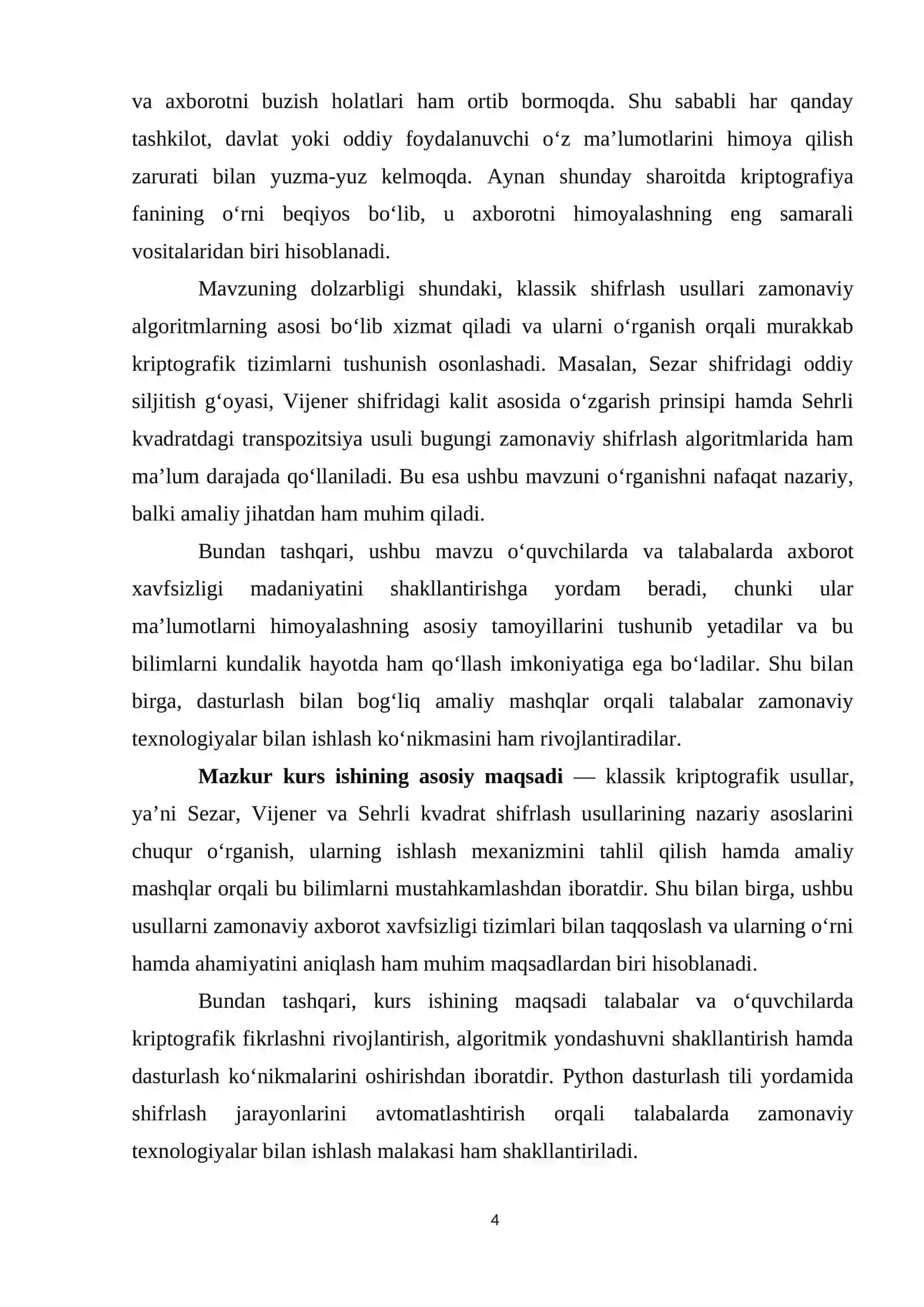 Sezar, Vijener va sehrli kvadrat usullarida shifrlash 4