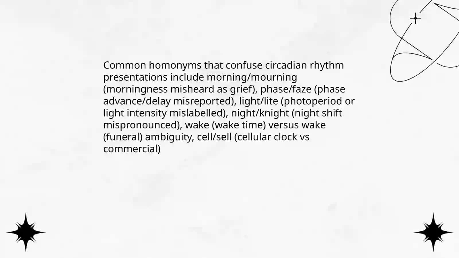 Body clock. Homonyms. Presentation 4