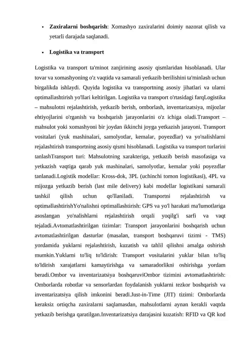 Xomashyo ta'minoti jarayonini simulyatsiya qilish 4