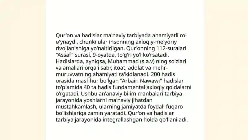 Islom inson manaviy madaniyatini tarbiyalash omillari 4